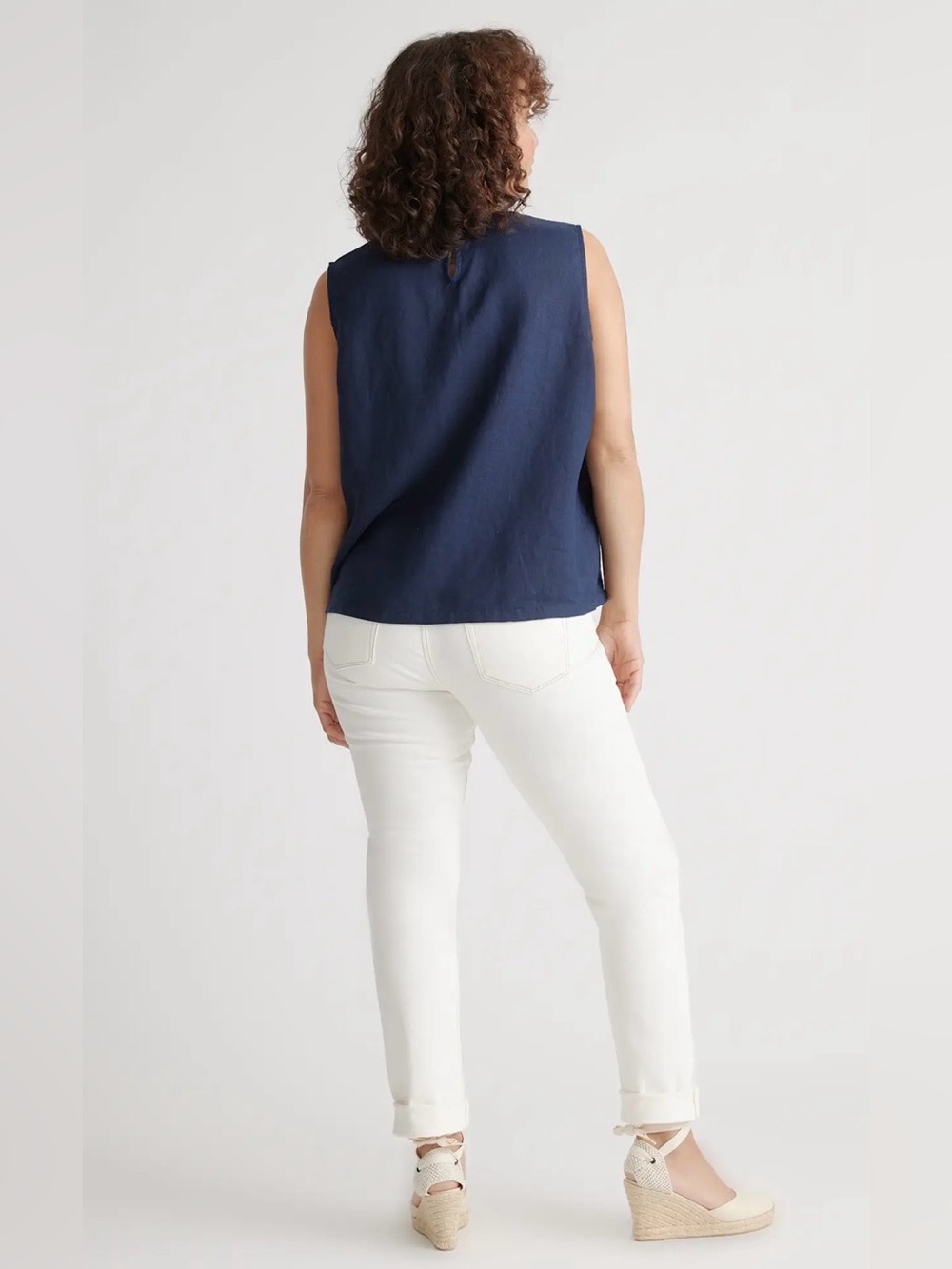 Quince Navy Linen Sleeveless Shell Top - Picture 5 of 8